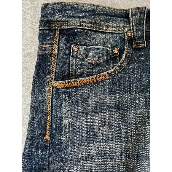 Kristian Alfonso Fleur de Lis Bootcut Jeans Women’s 14 Med Wash Stretch Denim - Picture 4 of 16